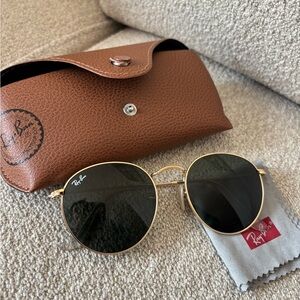 Ray-Ban Gold Frame Sunglasses with Black Lenses